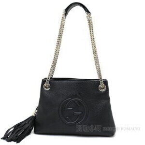 Gucci Soho Black Chain Shoulder Bag Tassel Interlocking GG Fringe